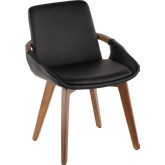 Cosmo Accent Chair in Black Leatherette & Walnut Finish